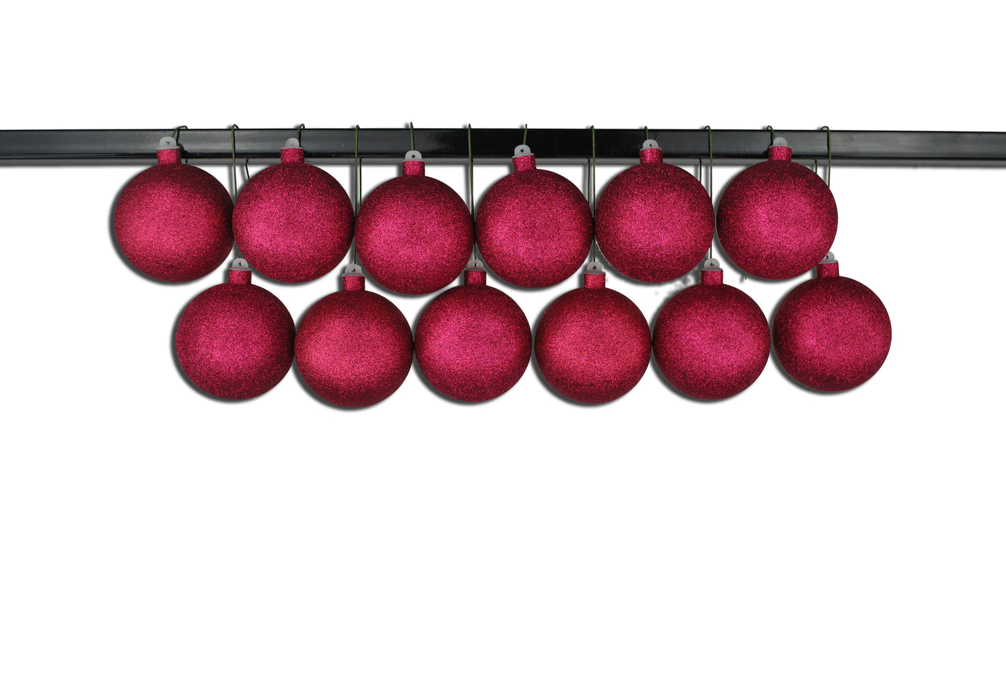 12 Pack 100mm 4" Burgundy Glitter Ball Ornament with Wire