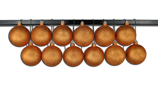 12 Pack 100mm 4" Copper Glitter Ball Ornament with Wire