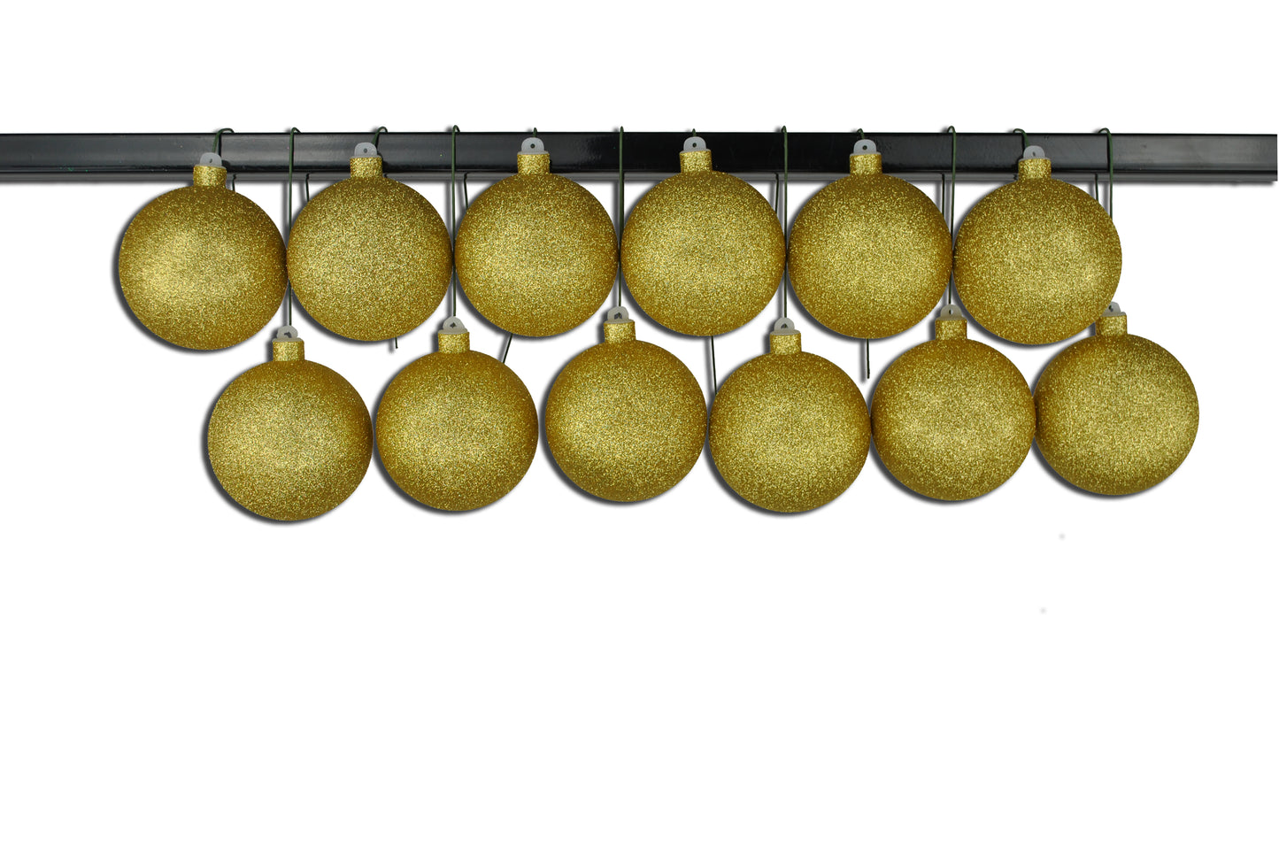 12 Pack 100mm 4" Gold Glitter Ball Ornament with Wire