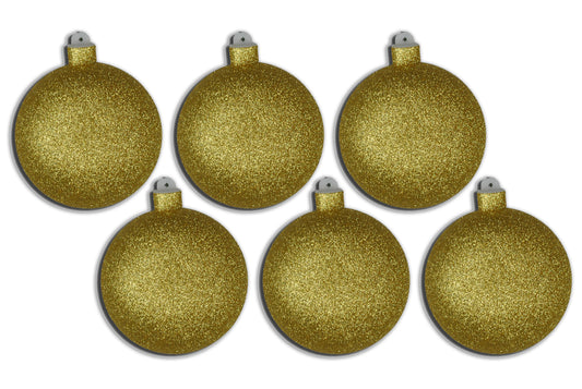 6 Pack 120mm 5" Gold Glitter Ball Ornament with Wire