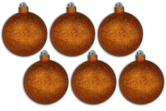 6 Pack 120mm 5" Orange Glitter Ball Ornament with Wire