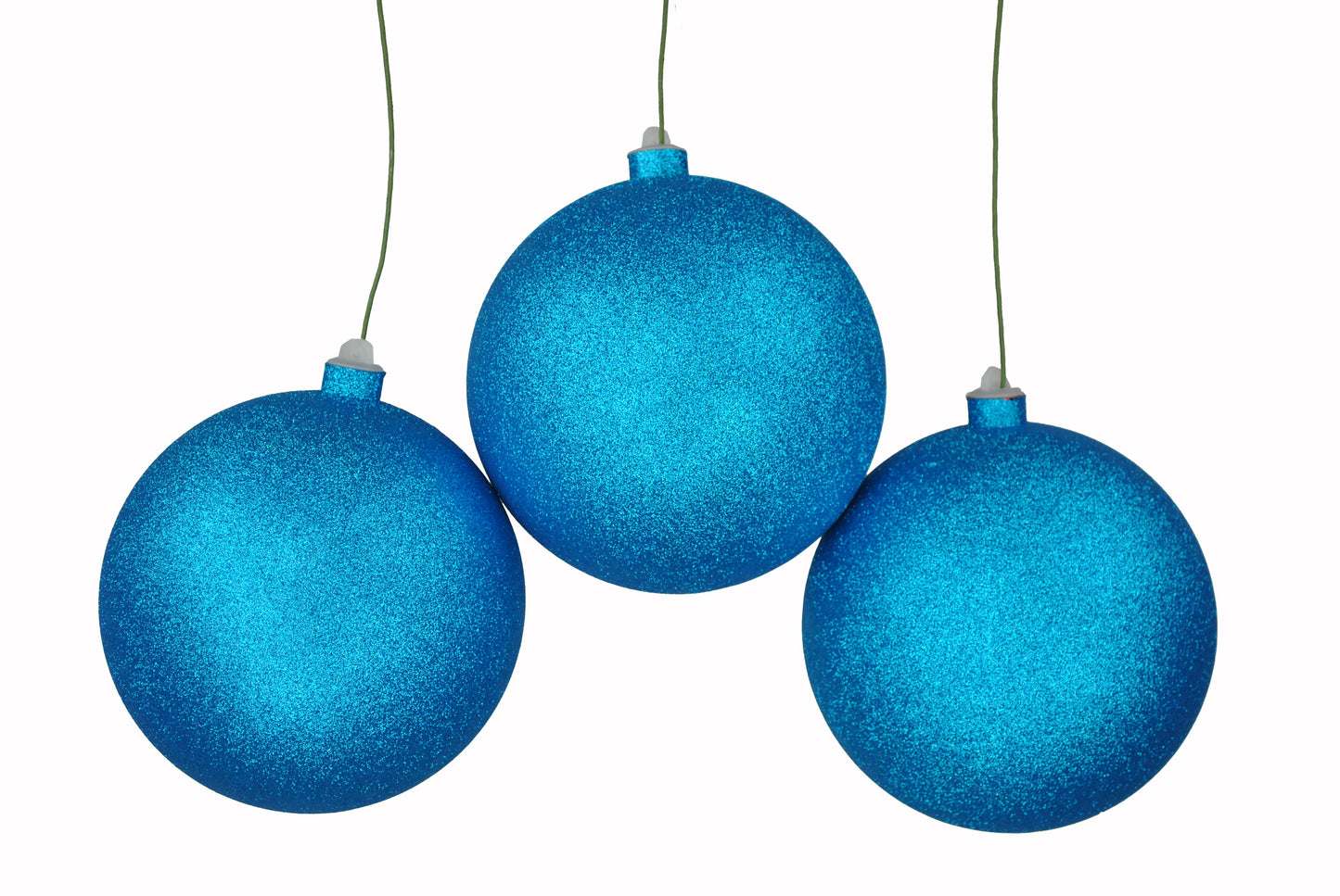 3 Pack 140mm 5.5" Aqua Glitter Ball Ornament with Wire