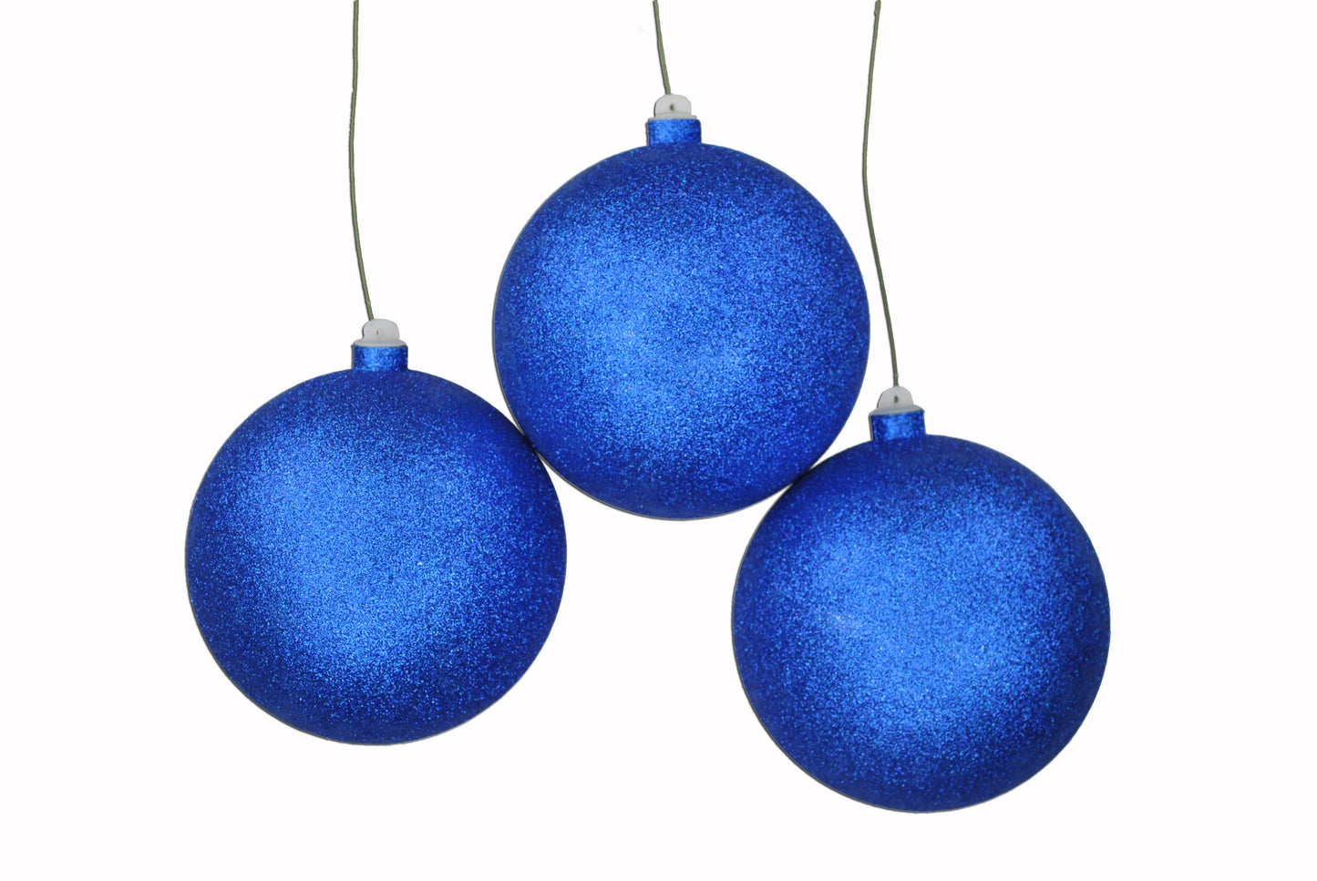 3 Pack 140mm 5.5" Blue Glitter Ball Ornament with Wire