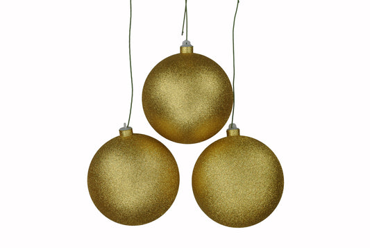 3 Pack 140mm 5.5" Gold Glitter Ball Ornament with Wire