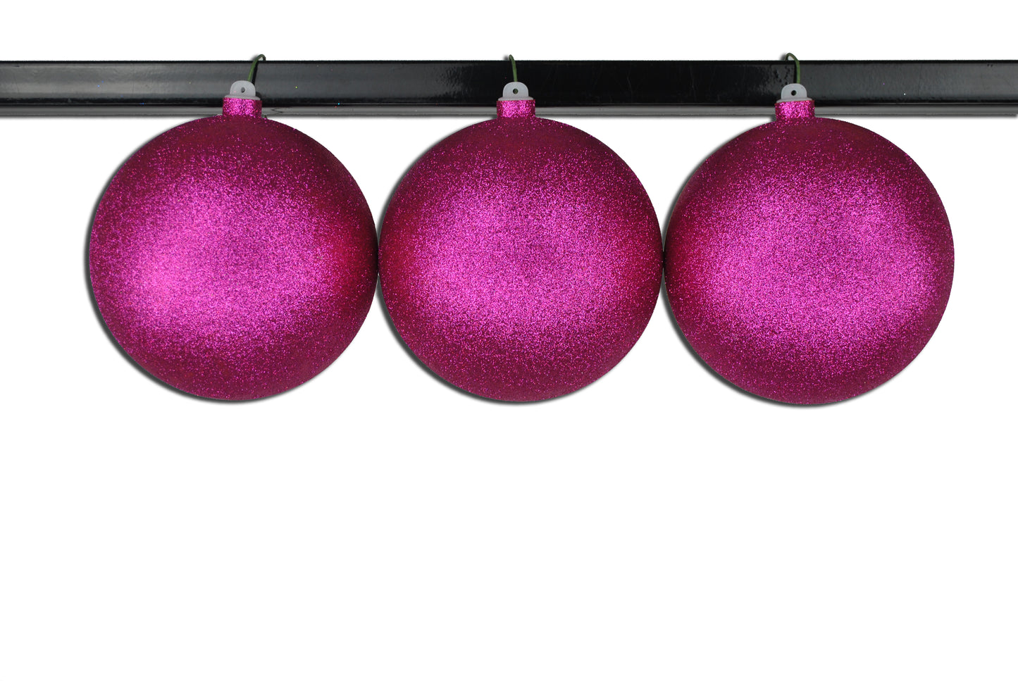 3 Pack 150mm 6" Pink Glitter Ball Ornament with Wire