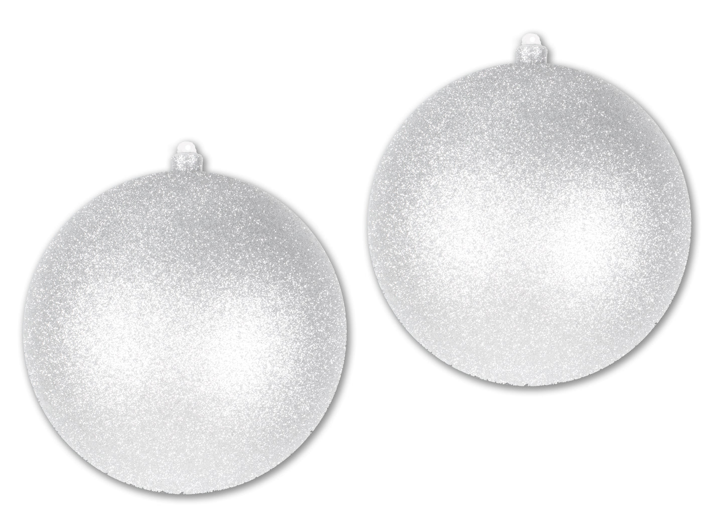 2 Pack 200mm 8" White Glitter Ball Ornaments with Wire