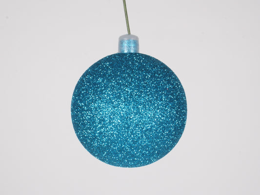 250mm 10" Aqua Glitter Ball Ornament with Wire