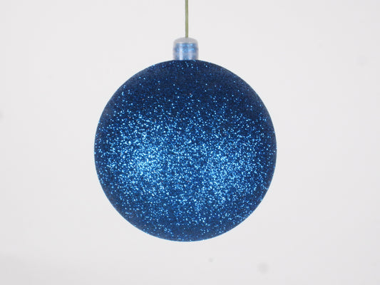 250mm 10" Blue Glitter Ball Ornament with Wire