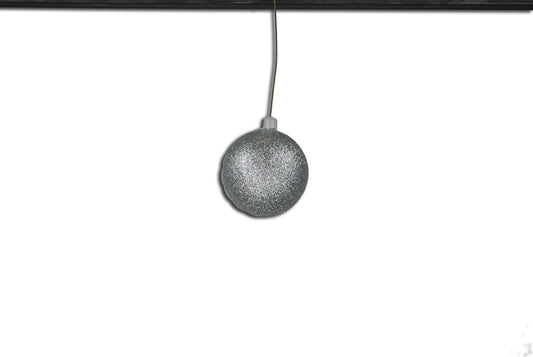 12 Pack 60mm 2.5" Glitter Silver Ball Ornament with Wire