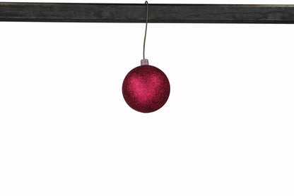 12 Pack 70mm 2.75" Burgundy Glitter Ball Ornament with Wire