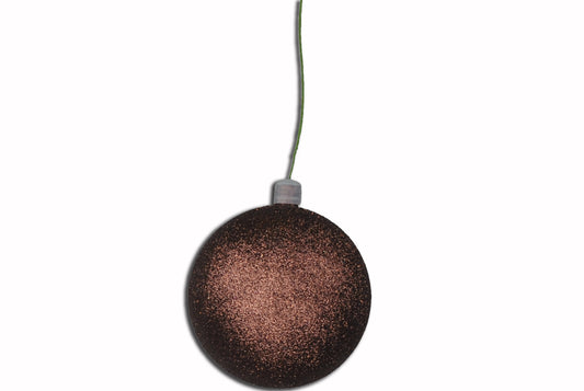 12 Pack 80mm 3" Brown Glitter Ball Ornament with Wire