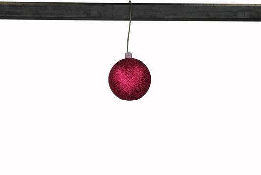 12 Pack 80mm 3" Burgundy Glitter Ball Ornament with Wire