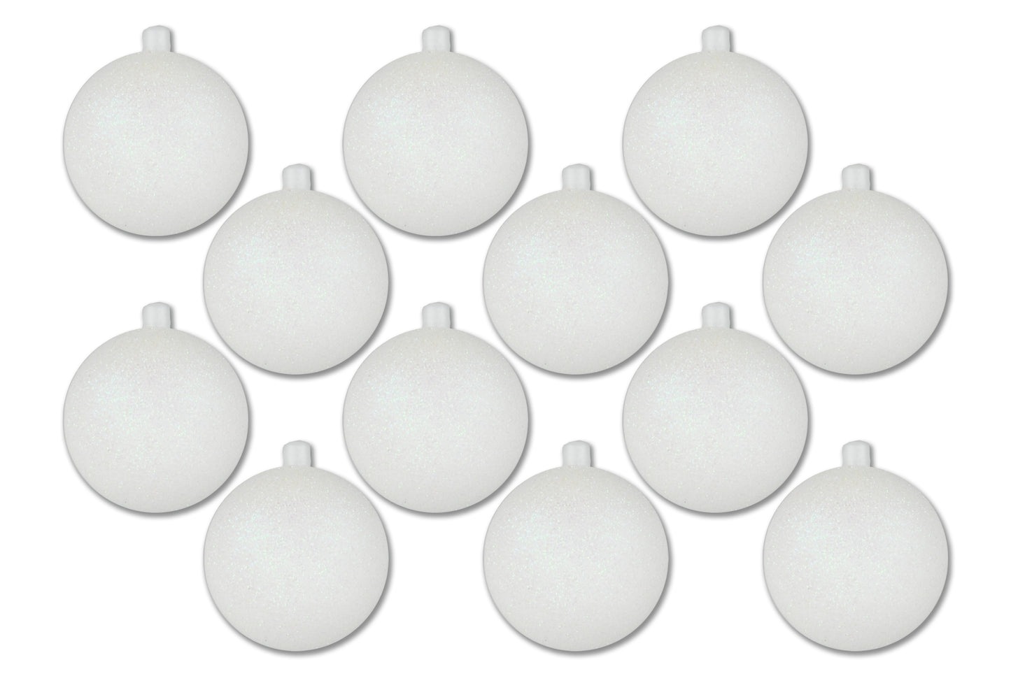 12 Pack 80mm 3" White Glitter Ball Ornament with Wire