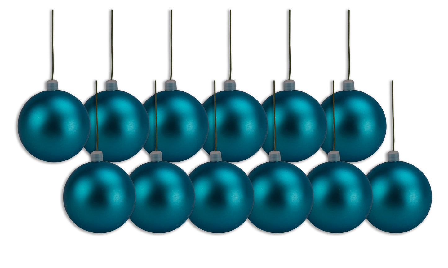 12 Pack 100mm 4" Aqua Matte Ball Ornament with Wire