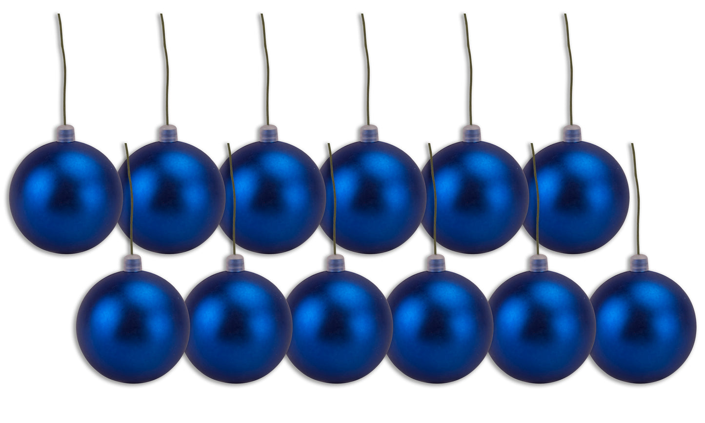 12 Pack 100mm 4" Blue Matte Ball Ornament with Wire