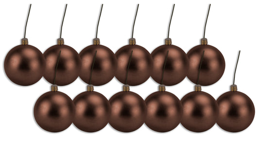 12 Pack 100mm 4" Brown Matte Ball Ornament with Wire