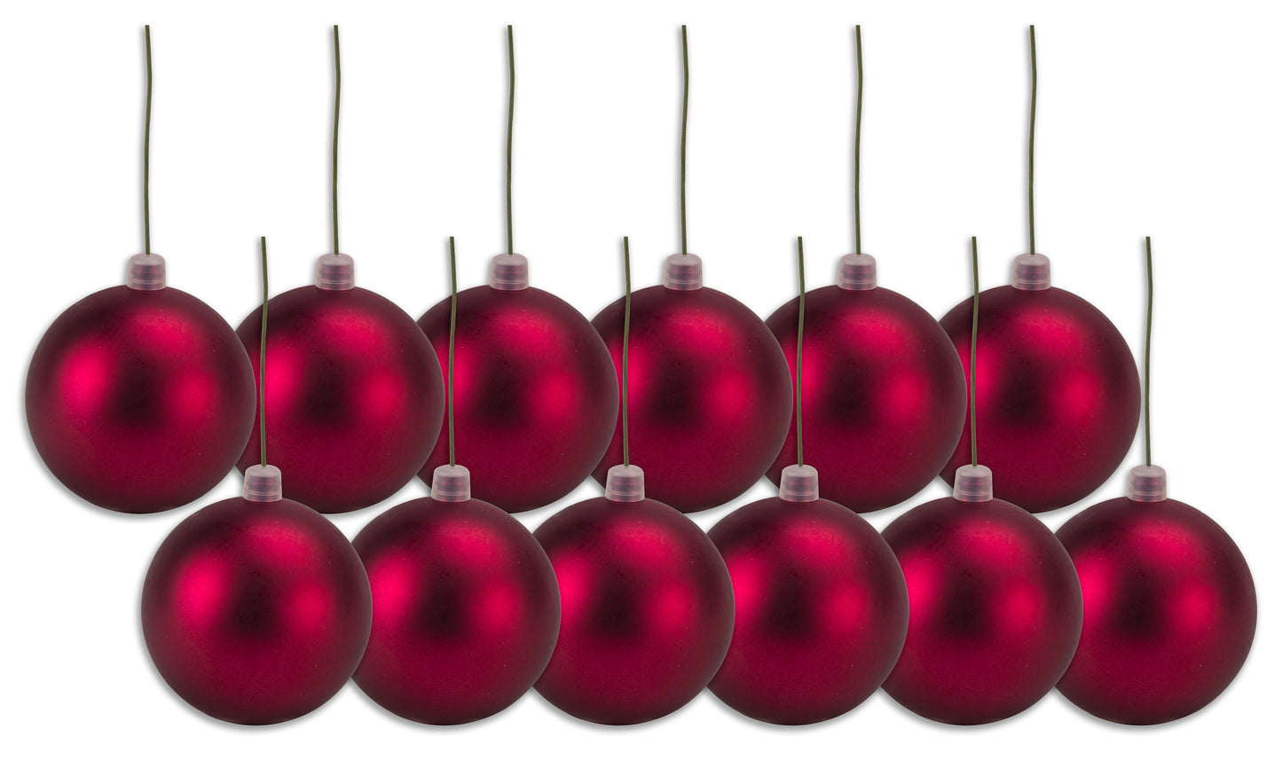 12 Pack 100mm 4" Burgundy Matte Ball Ornament with Wire