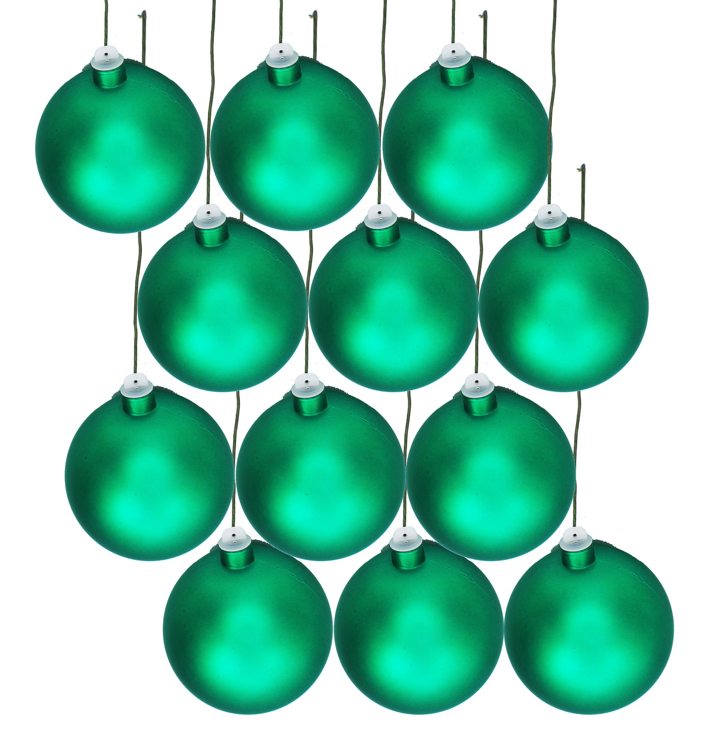 12 Pack 100mm 4" Matte Forest Green Ball Ornament with Wire and UV Coating