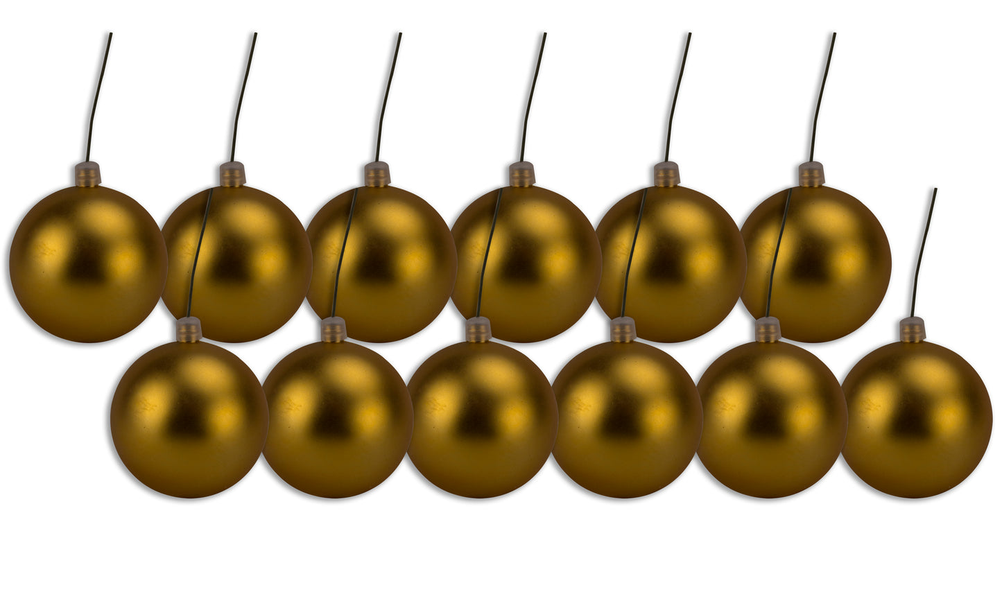 12 Pack 100mm 4" Gold Matte Ball Ornament with Wire