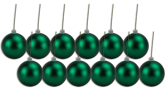 12 Pack 100mm 4" Green Matte Ball Ornament with Wire