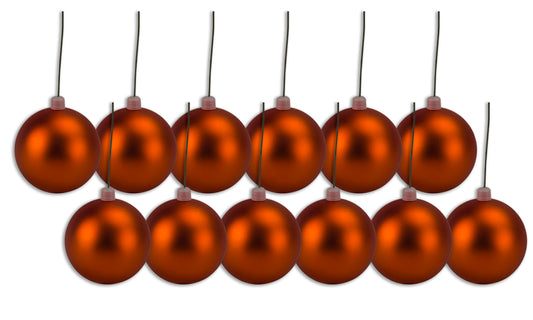 12 Pack 100mm 4" Orange Matte Ball Ornament with Wire