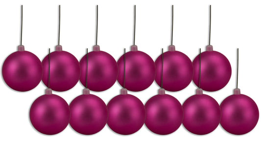 12 Pack 100mm 4" Pink Matte Ball Ornament with Wire