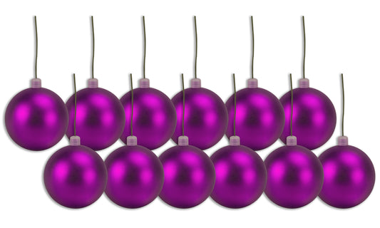 12 Pack 100mm 4" Purple Matte Ball Ornament with Wire