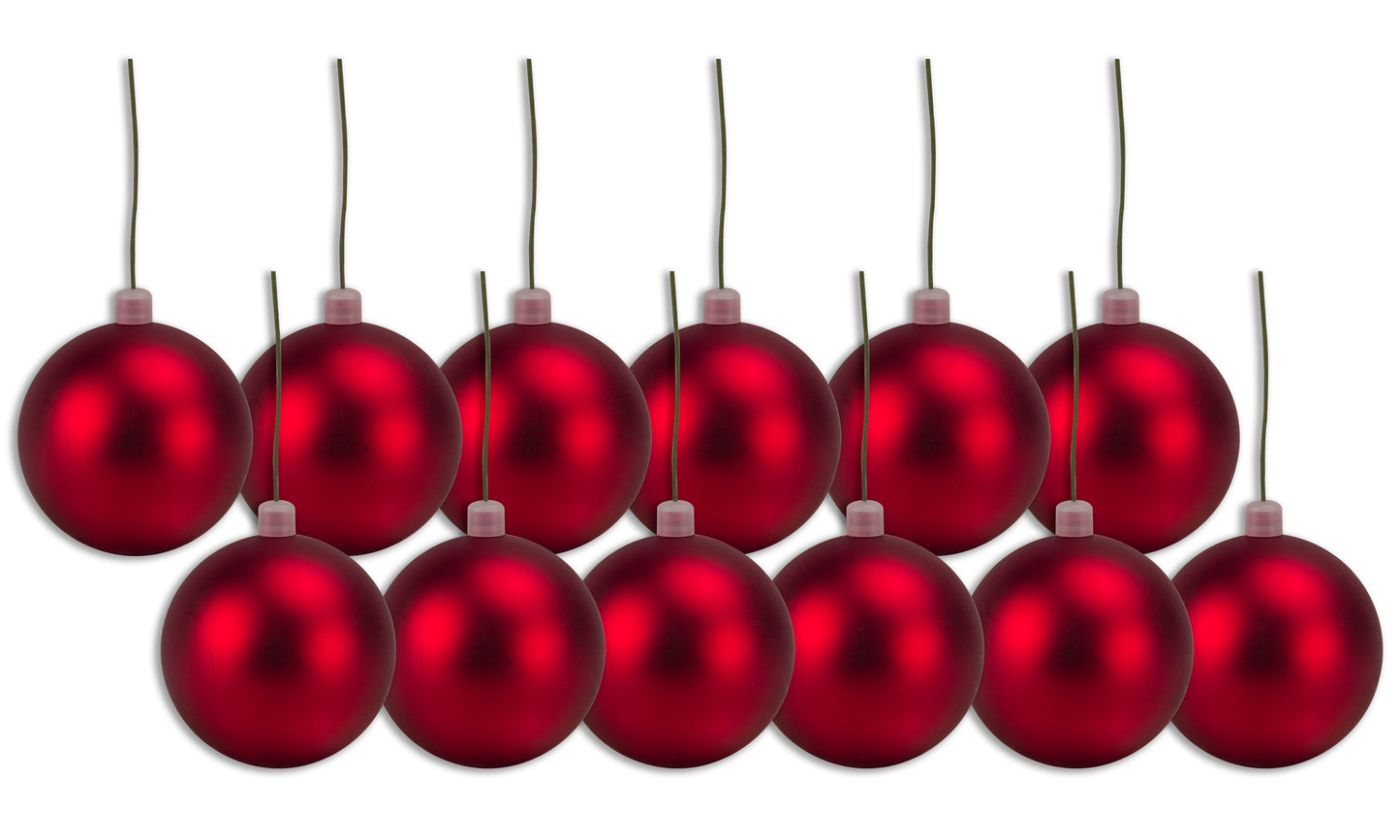 12 Pack 100mm 4" Red Matte Ball Ornament with Wire