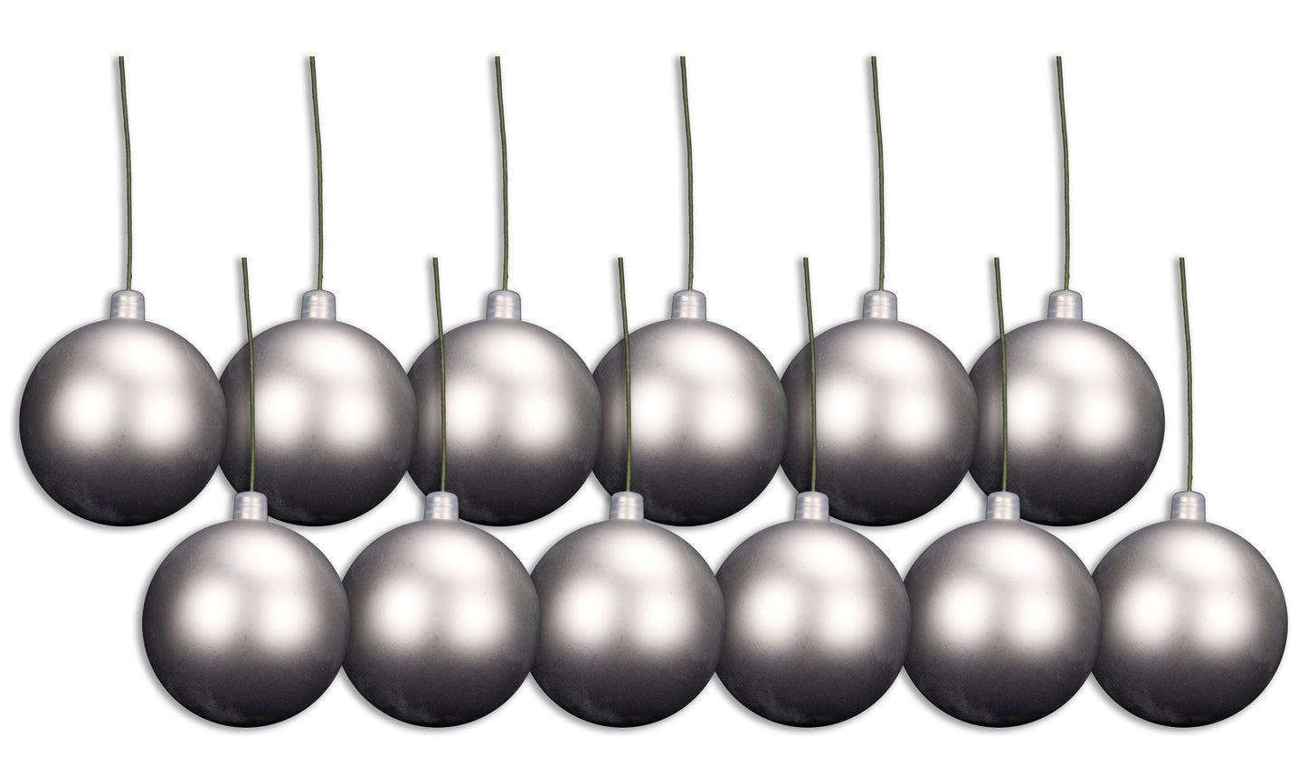 12 Pack 100mm 4" Silver Matte Ball Ornament with Wire