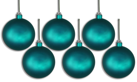 6 Pack 120mm 5" Aqua Matte Ball Ornament with Wire and UV Coating