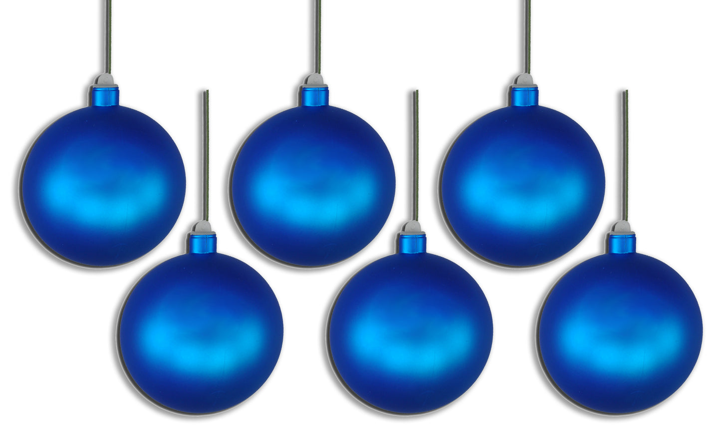 6 Pack 120mm 5" Blue Matte Ball Ornament with Wire and UV Coating