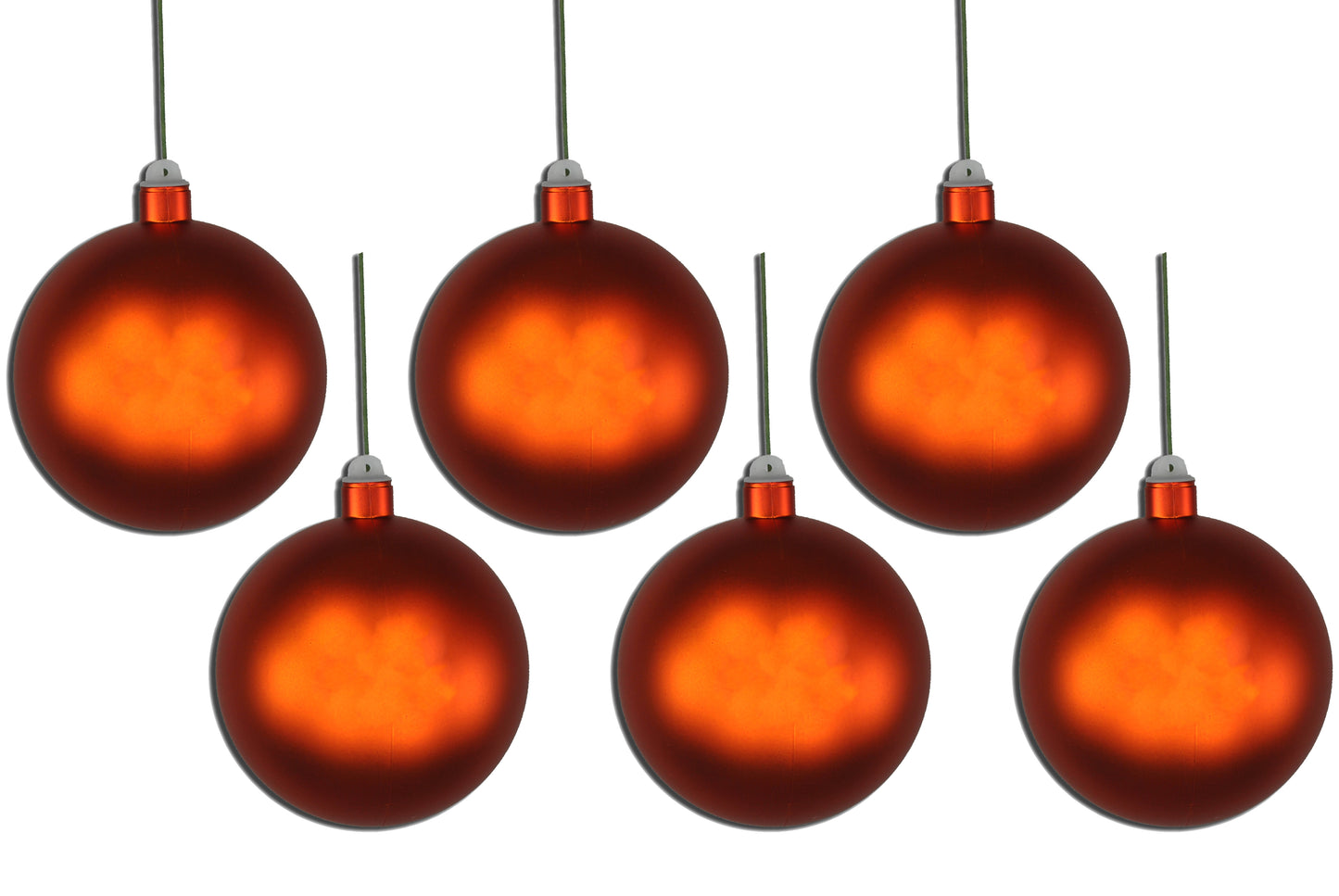 6 Pack 120mm 5" Orange Matte Ball Ornament with Wire and UV Coating