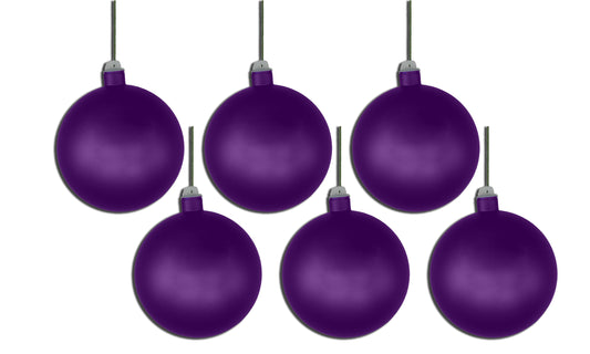 6 Pack 120mm 5" Purple Matte Ball Ornament with Wire and UV Coating