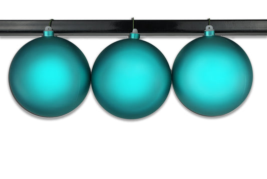 3 Pack 150mm 6" Aqua Matte Ball Ornament with Wire and UV Coating