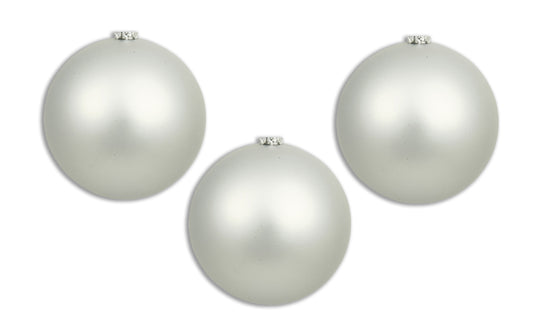 3 Pack 150mm 6" Silver Matte Ball Ornament with Wire and UV Coating