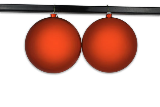 2 Pack 200mm 8" Orange Matte Ball Ornament with Wire, UV Coated