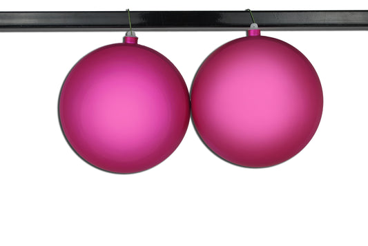 2 Pack 200mm 8" Pink Matte Ball Ornament with Wire, UV Coated