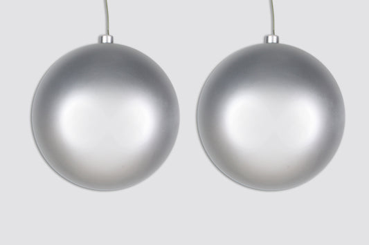 2 Pack 200mm 8" Silver Matte Ball Ornament with Wire, UV Coated