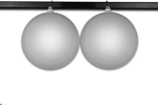 2 Pack 200mm 8" White Matte Ball Ornaments with Wire, UV Coated