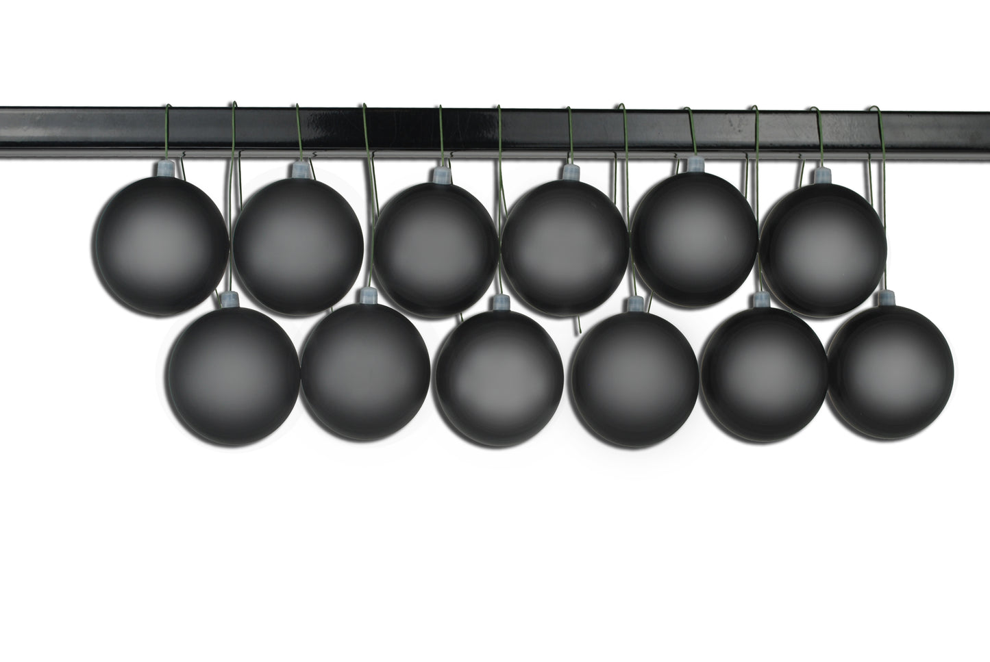 12 Pack 60mm 2.5" Matte Black Ball Ornament UV Coated with Wire