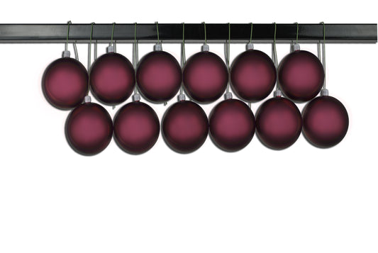 12 Pack 60mm 2.5" Matte Burgundy Ball Ornament UV Coated with Wire