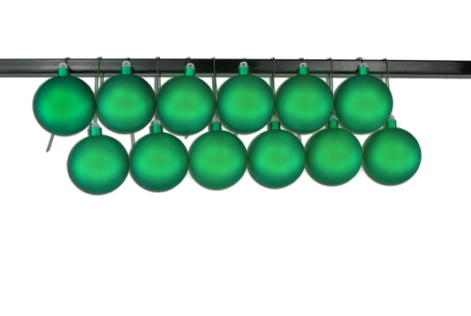 12 Pack 60mm 2.5" Matte Green Ball Ornament UV Coated with Wire