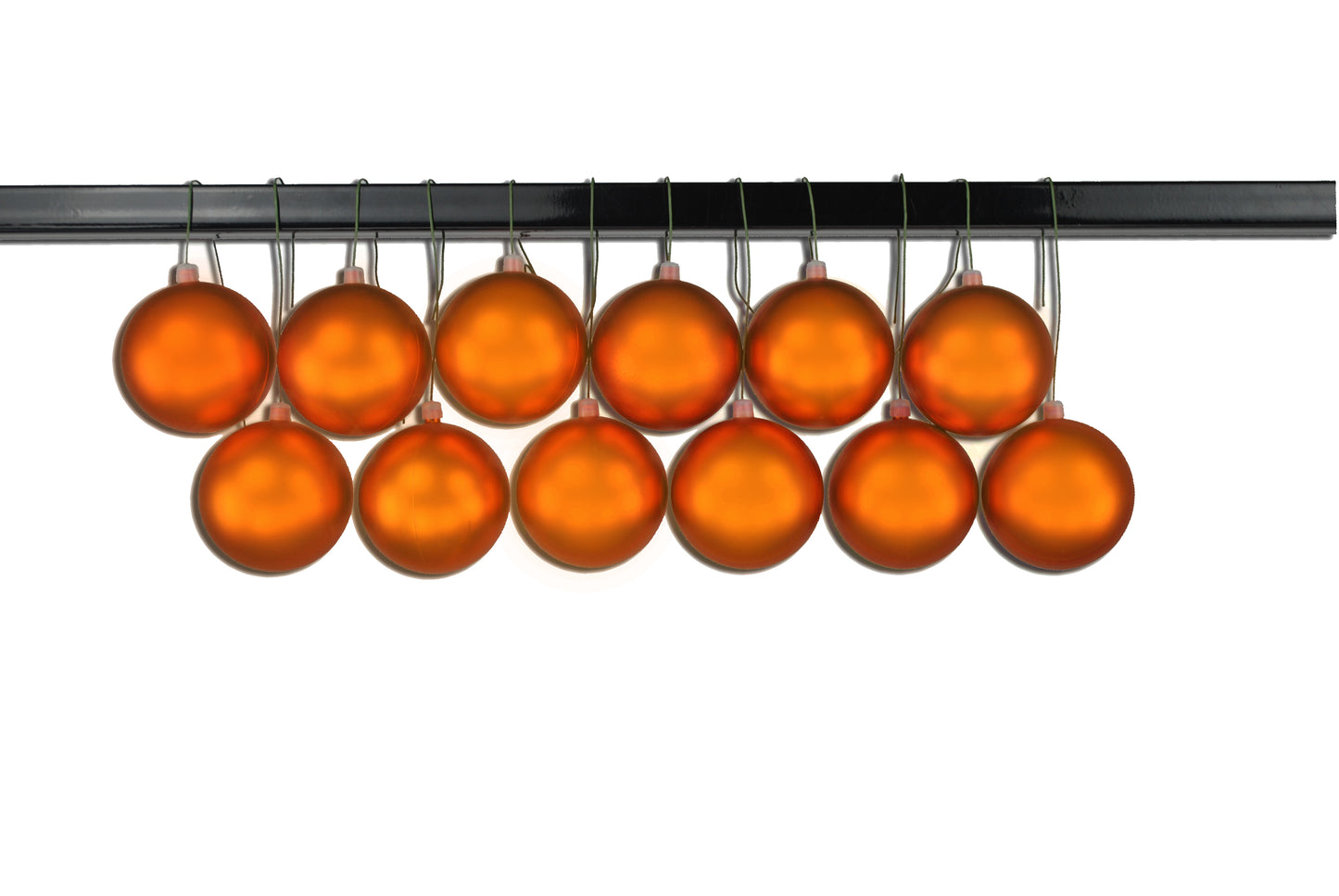 12 Pack 60mm 2.5" Matte Orange Ball Ornament UV Coated with Wire