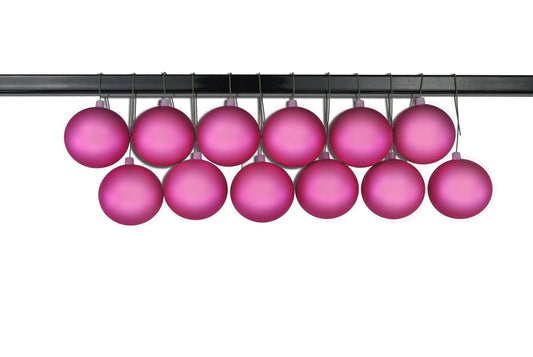 12 Pack 60mm 2.5" Matte Pink Ball Ornament UV Coated with Wire