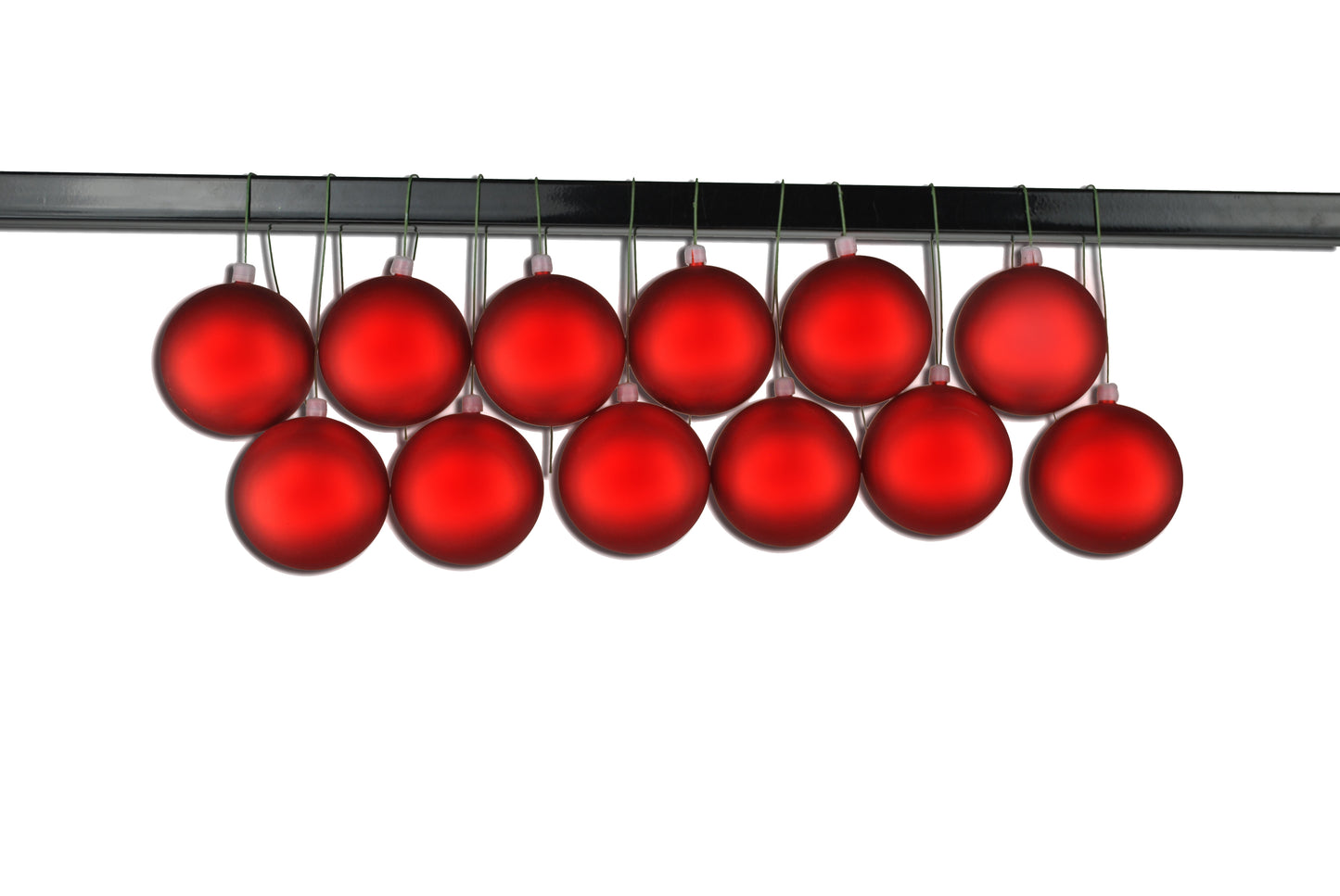 12 Pack 70mm 2.75" Matte Red Ball Ornament UV Coated with Wire