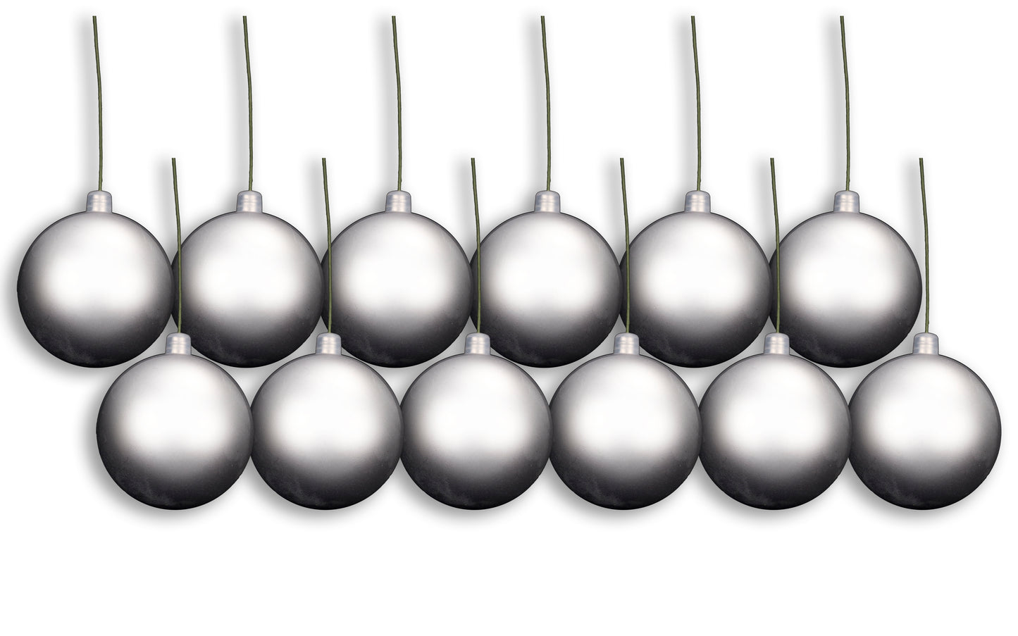 12 Pack 70mm 2.75" Matte Silver Ball Ornament UV Coated with Wire