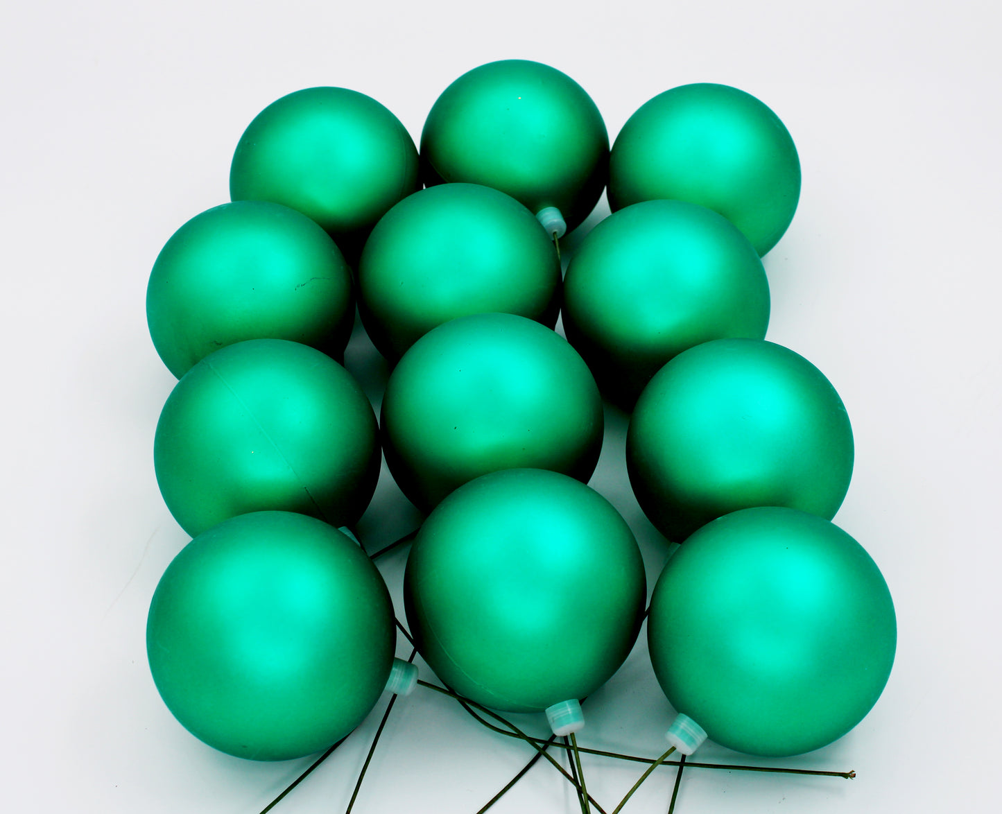 12 Pack 80mm 3" Matte Forest Green Ball Ornament with Wire and UV Coating