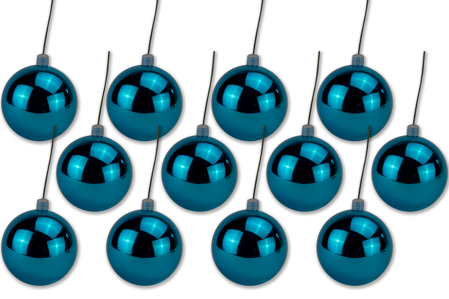 12 Pack 100mm 4" Shiny Aqua Ball Ornament with Wire and UV Coating