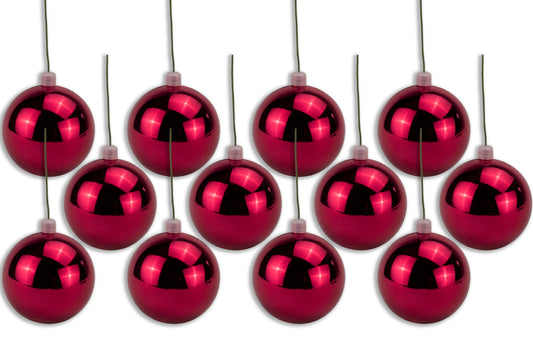 12 Pack 100mm 4" Shiny Burgundy Ball Ornament with Wire and UV Coating