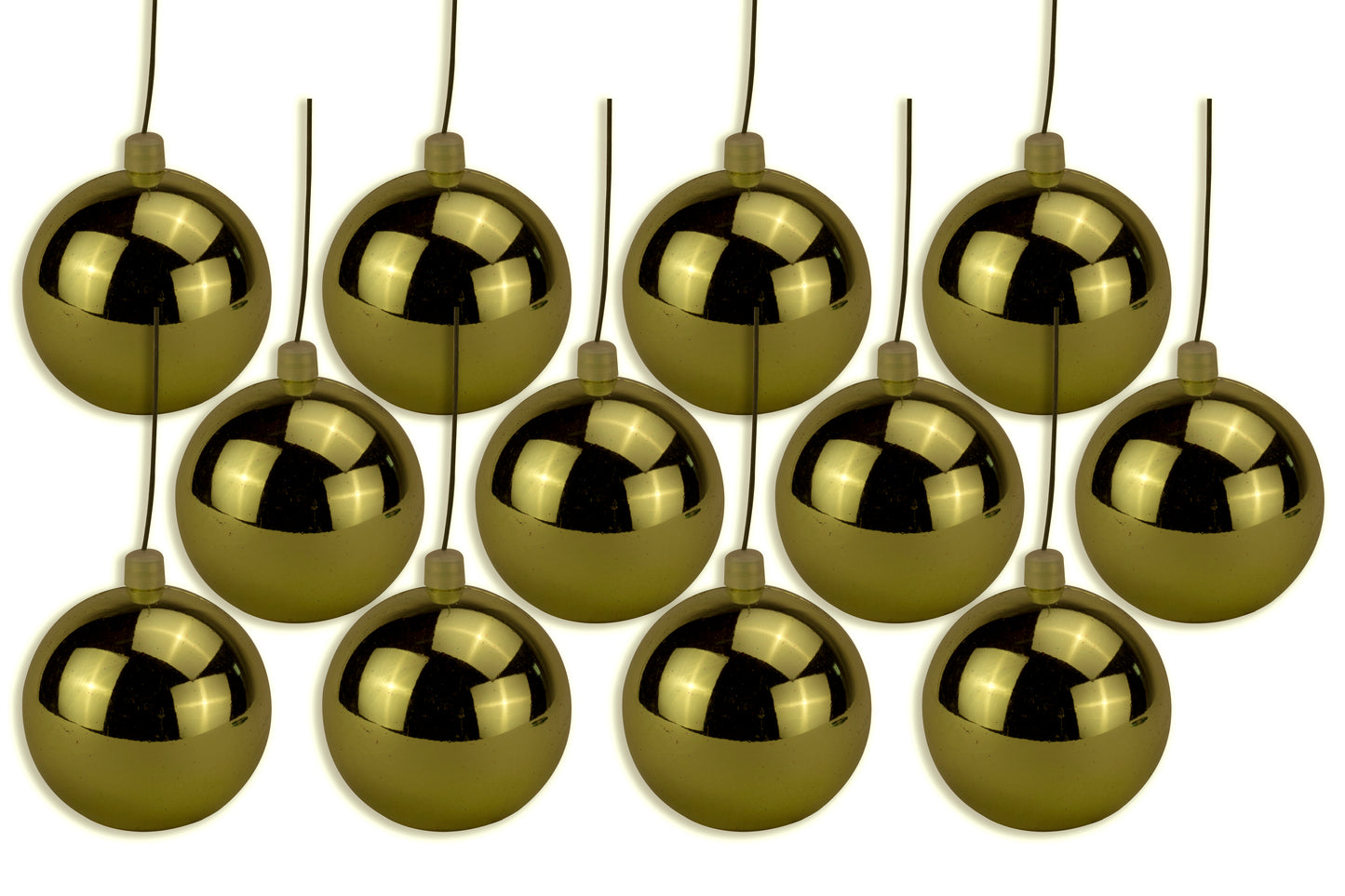 12 Pack 100mm 4" Shiny Gold Ball Ornament with Wire and UV Coating